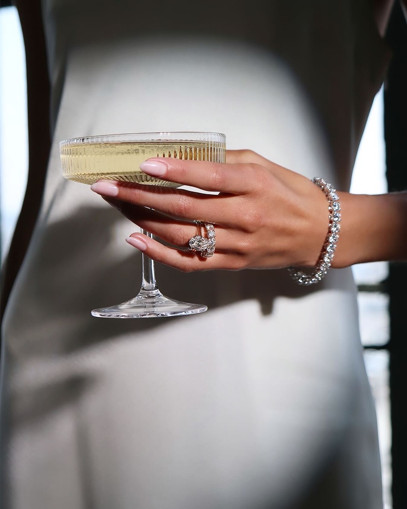 Champagne ring and tennis bracelet