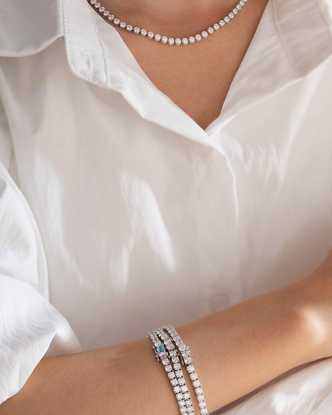 Tennis necklace and bracelets